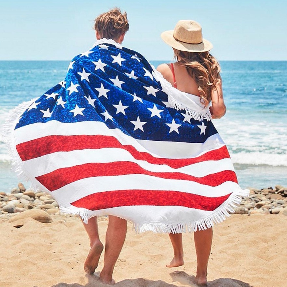 USA FLAG PATRIOTIC BEACH BLANKET- 4TH OF JULY